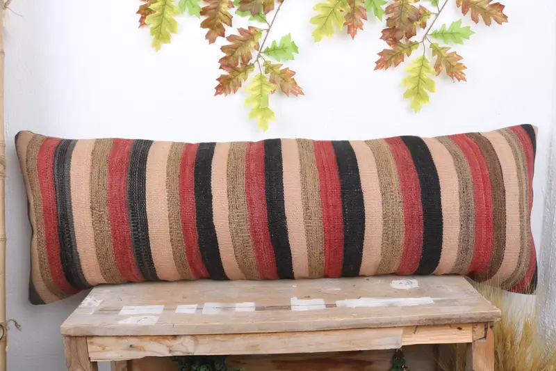 Muted Cushion Cover, 16x48 Red Pillow, Kilim Cushion Sham, Turkish Pillow, Boho Pillow Sham Cover, Decorative Throw Cushion Cover, Cushion Cover - 2