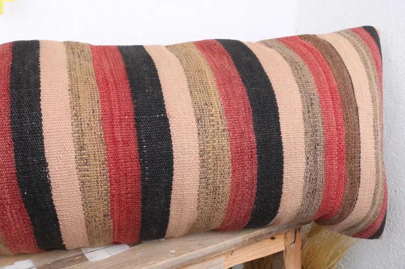 Muted Cushion Cover, 16x48 Red Pillow, Kilim Cushion Sham, Turkish Pillow, Boho Pillow Sham Cover, Decorative Throw Cushion Cover, Cushion Cover - 4