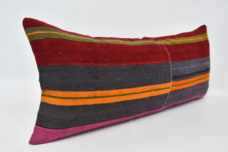 Throw Kilim Pillow, Kilim Pillow Cover, Vintage Kilim Throw Pillow, Pillow Case, Neutral Pillow Sham, 16x36 Red Cushion, Handwoven Cushion Cover - 3