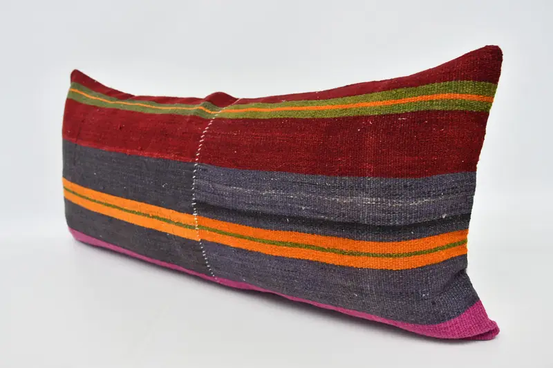 Throw Kilim Pillow, Kilim Pillow Cover, Vintage Kilim Throw Pillow, Pillow Case, Neutral Pillow Sham, 16x36 Red Cushion, Handwoven Cushion Cover - 4