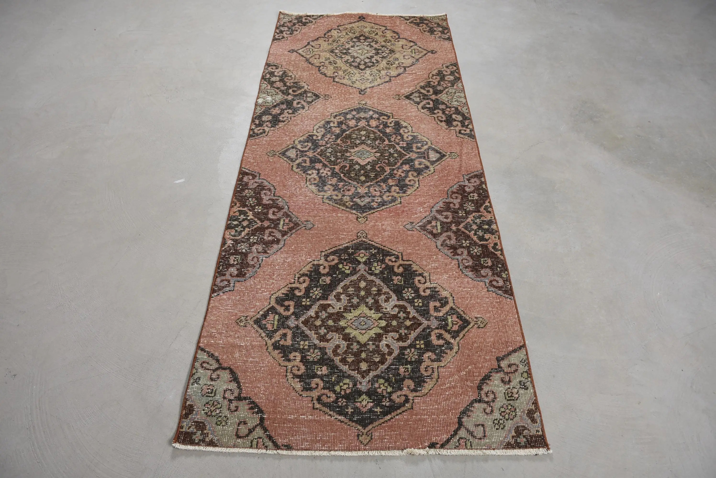 2.8x6.9 ft Vintage Accent Halı, Kırmızı Kahverengi Türk Oryantal Yün Halı - 1