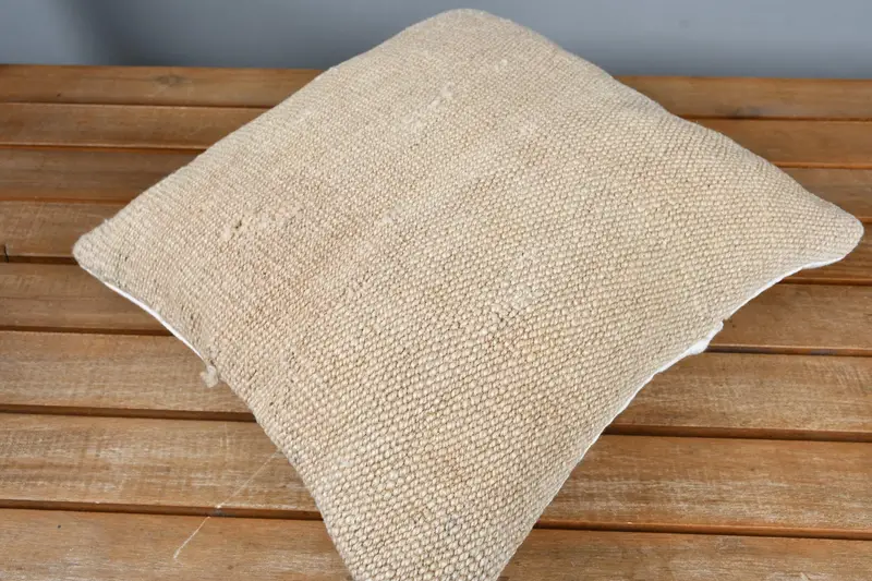 Ethnic Cushion Case, Nautical Throw Pillow Cover, Vintage Kilim Pillow, Gift Pillow, Handmade Kilim Cushion, Cushion, 14x14 Beige Cushion Case - 2