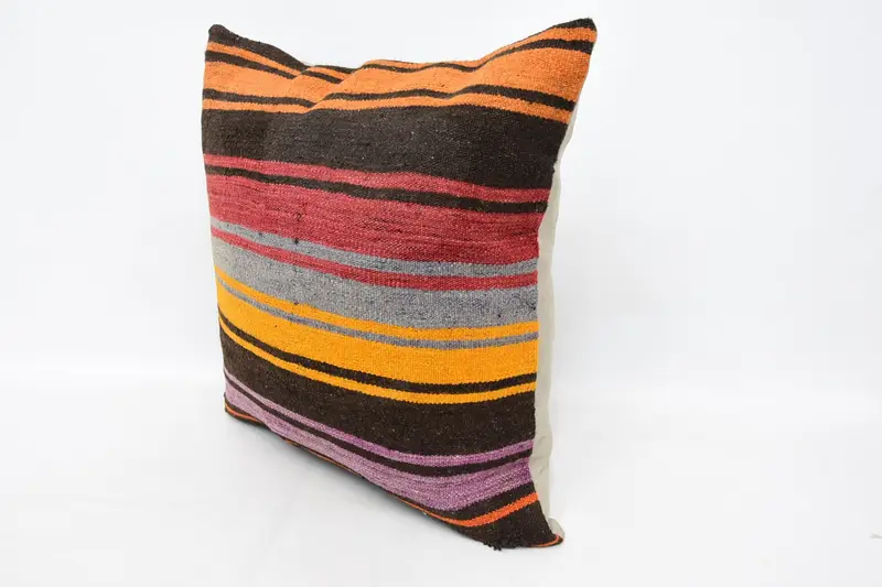 Pillow for Couch, Cushion Case, Ethnical Kilim Rug Pillow, 24x24 Brown Pillow Sham, Kilim Cushion Sham, Handmade Pillow - 4
