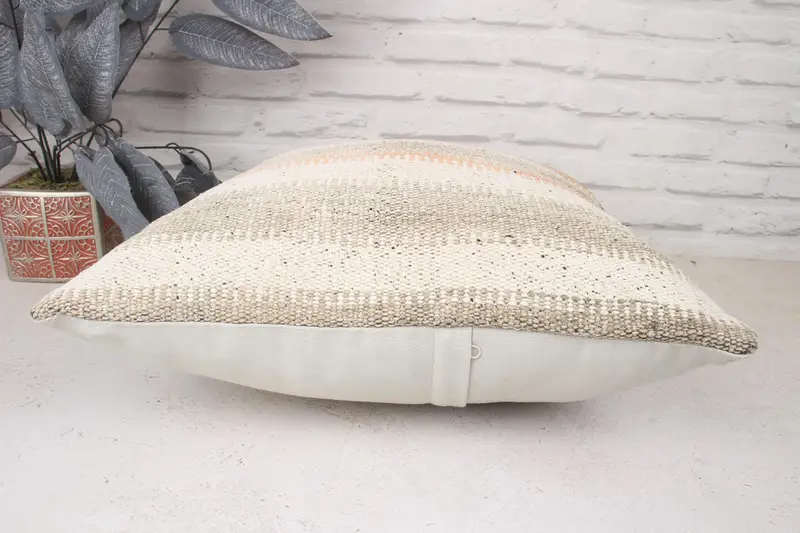 Ethnical Kilim Rug Pillow, Cushion, Boho Pillow Sham Cover, Kilim Cushion Sham, Cozy Throw Cushion, 18x18 White Cushion Cover, Car Pillow - 5