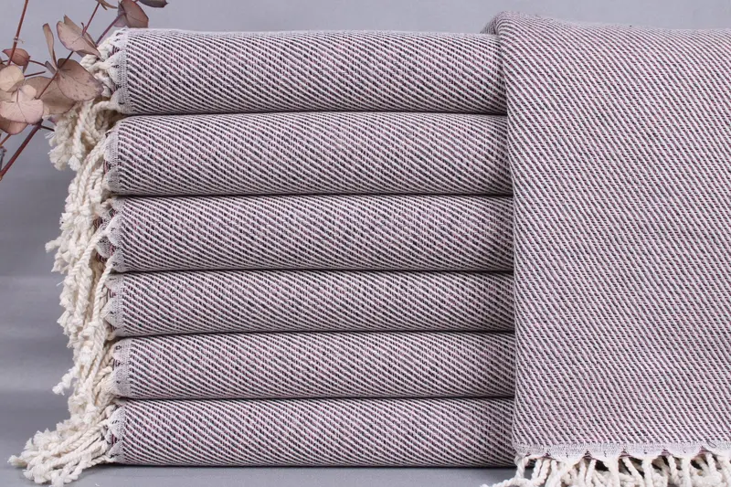 Personalized Organic Beach Towel Pink Beige Chevron, 40x67 Inches