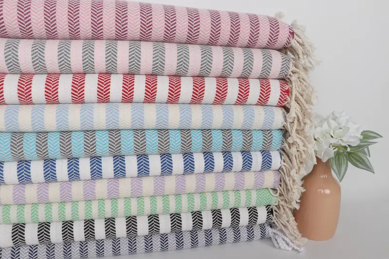 Custom Towel, Bachelorette Party Gifts Bridesmaids, 70x40 Cotton Herringbone Towel, Monogram Beach Towel, Decorative Towel, Employee Gifts - 1