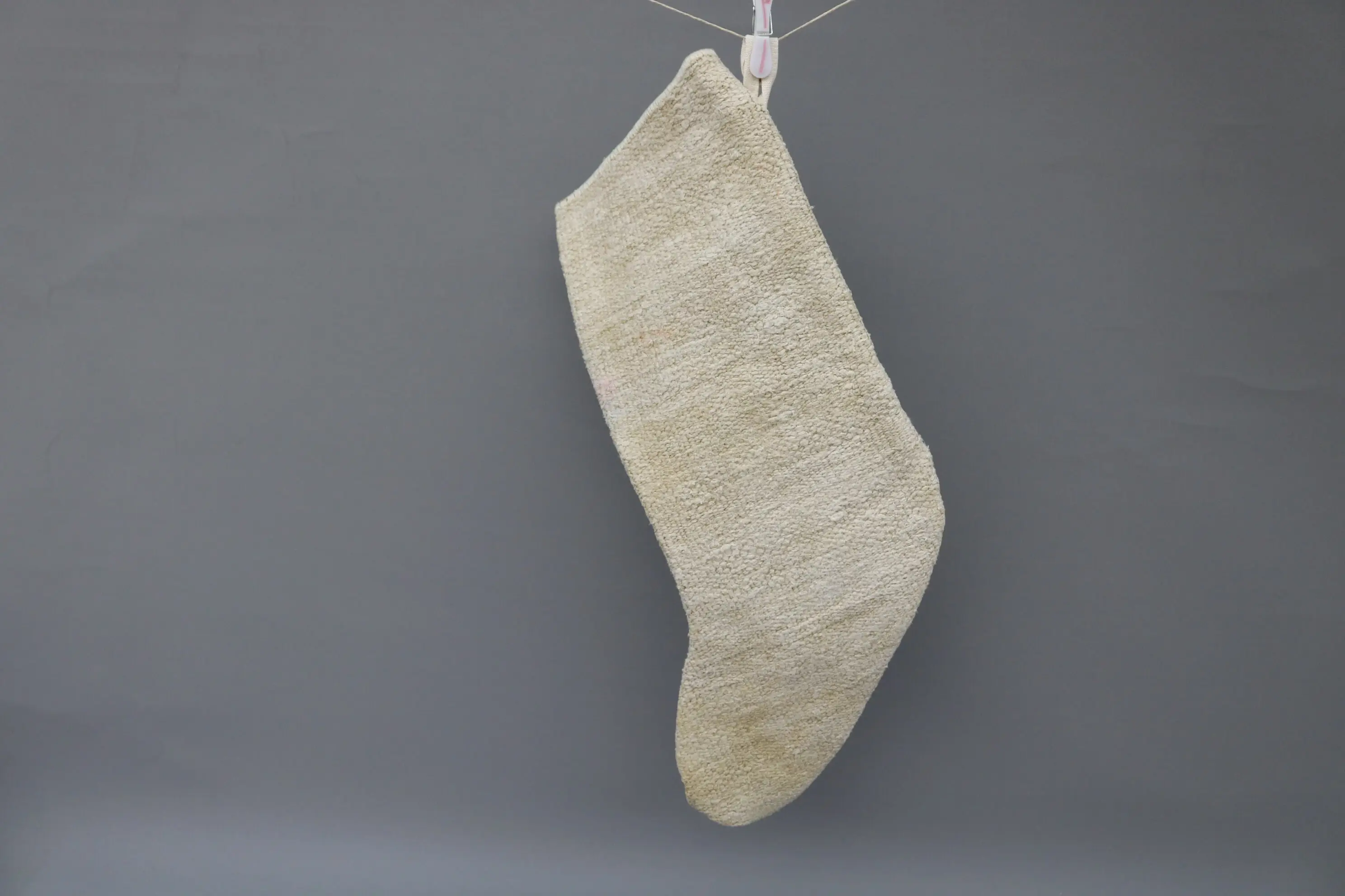 Beige Christmas Stocking with Ornaments Pattern, 9 Inch Wide Stocking - 1