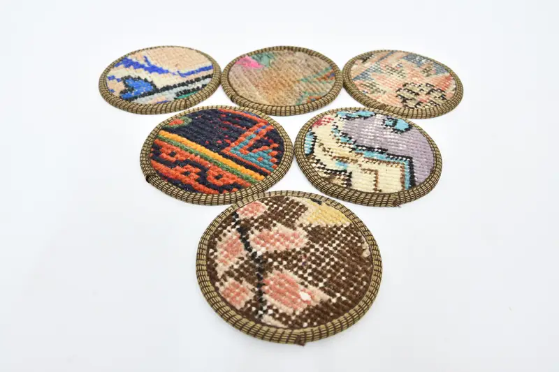 Blue and Orange Woven Coasters, Set of Six Table Pads