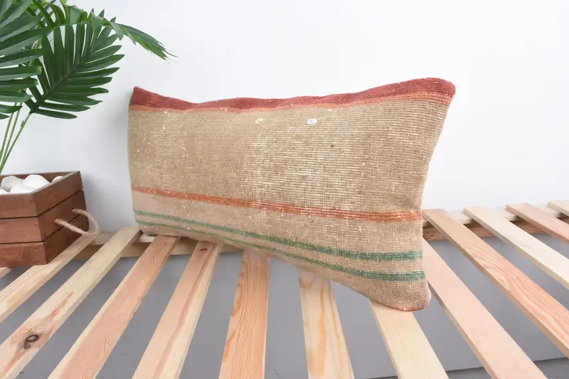 Throw Kilim Pillow, Vintage Kilim Throw Pillow, Pillow Case, 12x24 Beige Pillow Sham, Shabby Chic Pillow Case, Antique Pillows, Ethnic Cushion Cover - 5