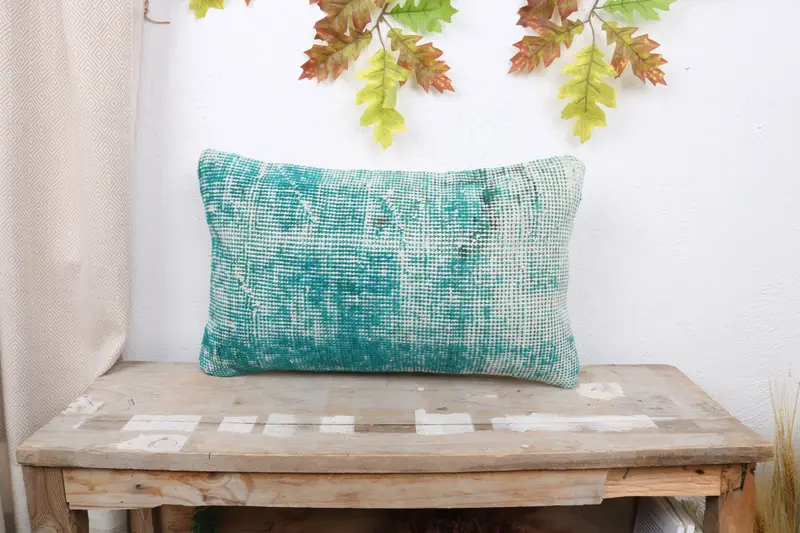 12x20 Green Pillow Sham, Oriental Cushion, Anatolian Cushion Case, Pillow, Pillow for Sofa, Boho Pillow Sham Cover, Interior Designer Pillow - 1