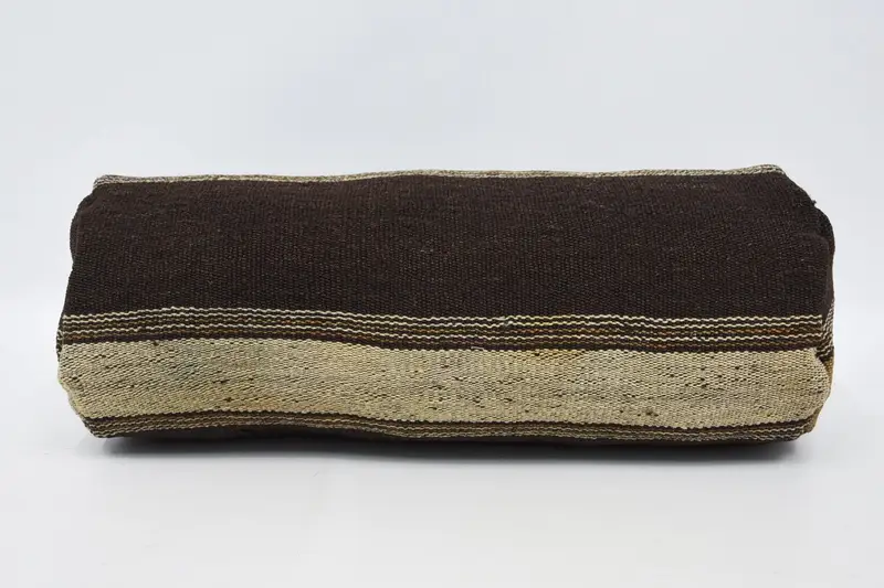 Handgefertigtes besticktes Kissen, Vintage-Kissen in Braun und Beige