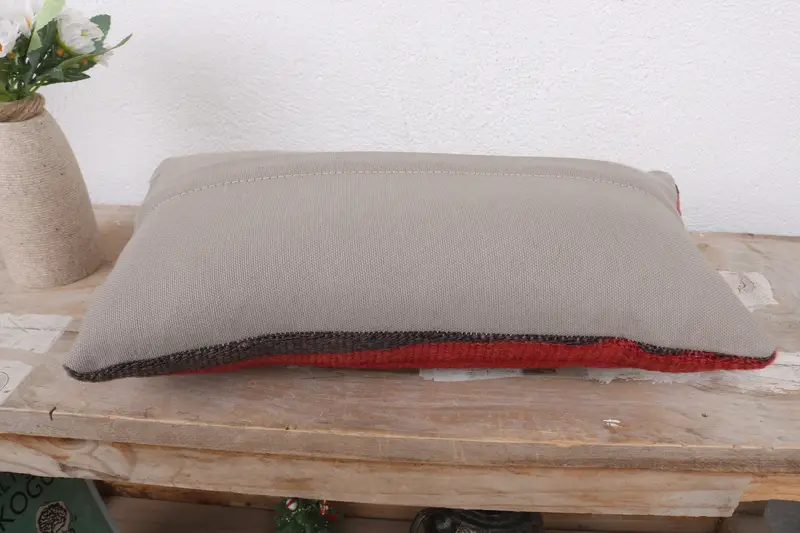 Vintage Pillow, Indoor Pillow Cover, Pillow for Sofa, Kilim Pillow Cover, Custom Pillow Cover, Bed Pillow, Pillow Sham, 8x16 Red Pillow Sham - 7