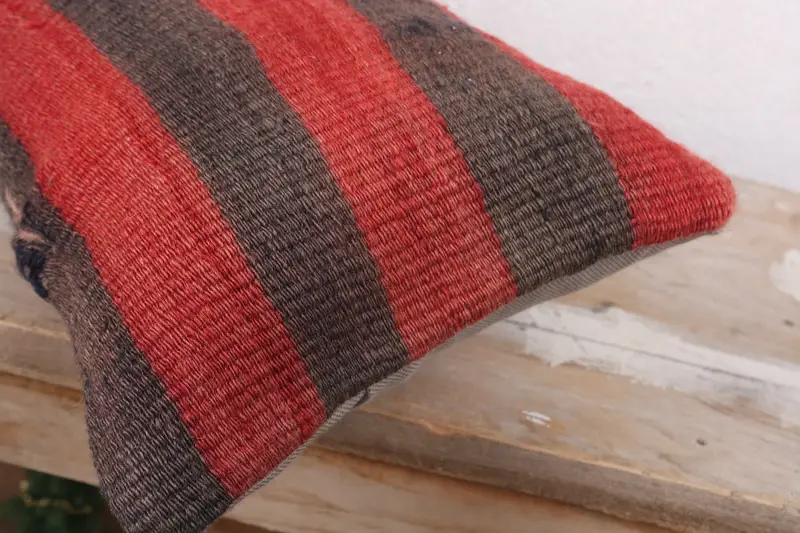 Vintage Pillow, Indoor Pillow Cover, Pillow for Sofa, Kilim Pillow Cover, Custom Pillow Cover, Bed Pillow, Pillow Sham, 8x16 Red Pillow Sham - 6