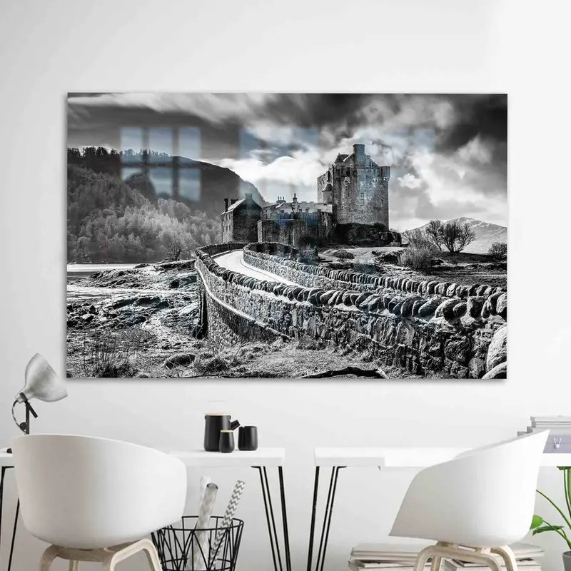 エレガントなスコットランド高地プリント ガラス - モダンなファームハウス エレガンス