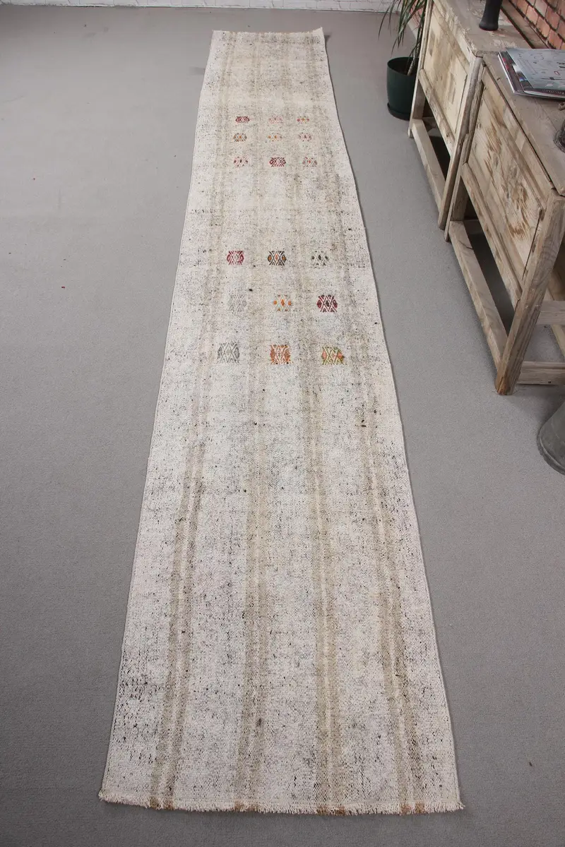 Beige Camouflage Rug, 2.1x12.7 ft Beige & Brown