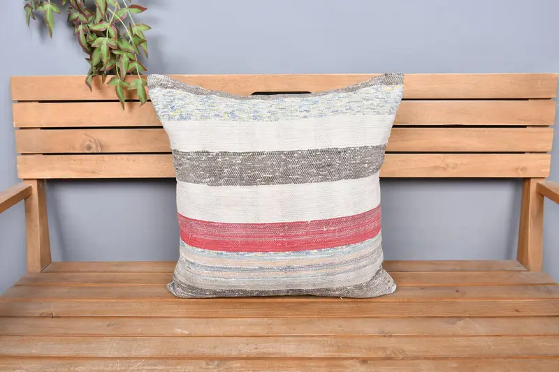 Interior Designer Pillow, Turkish Pillow, Meditation Pillow Case, Cushion Case, 20x20 White Pillow Cover, Turkish Kilim Pillow - 6