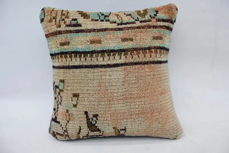 トルコアンティークブラウン枕カバー、子供部屋 14x14インチ Euro Sham - 1