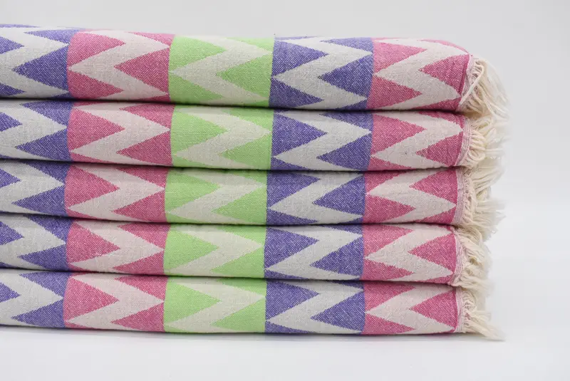 Vegas Bachelorette Party Favors, Family Gift, Custom Beach Towel, Bridal Shower Gift, 70x40 Cotton Zigzag Design Towel, Large Turkish Towel - 1