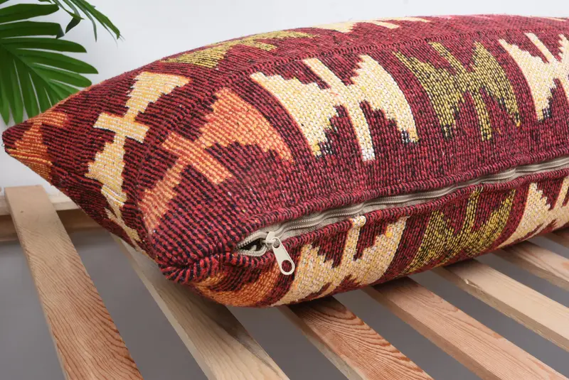 Turkish Kilim Pillow, Cushion Case, Kilim Cushion Sham, Turkish Rugs Pillow, Gift Pillow, Shabby Chic Pillow Case, 16x43 Green Pillow Cover - 6