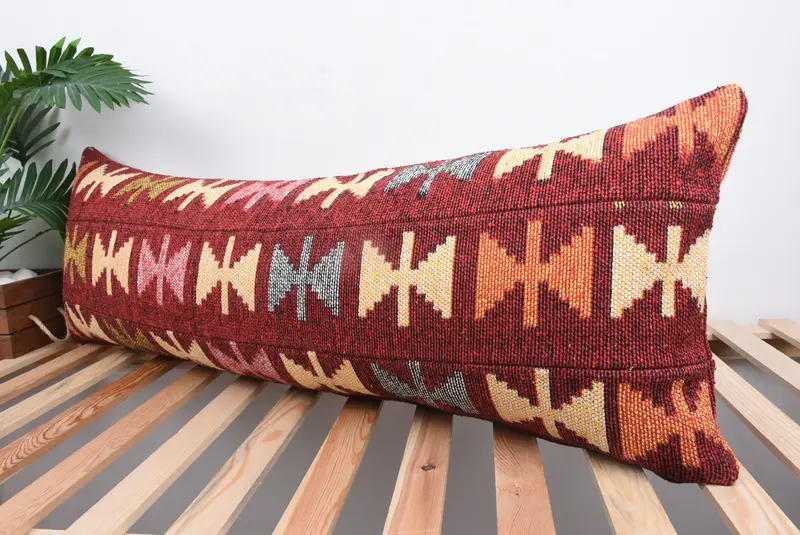 Turkish Kilim Pillow, Cushion Case, Kilim Cushion Sham, Turkish Rugs Pillow, Gift Pillow, Shabby Chic Pillow Case, 16x43 Green Pillow Cover - 5
