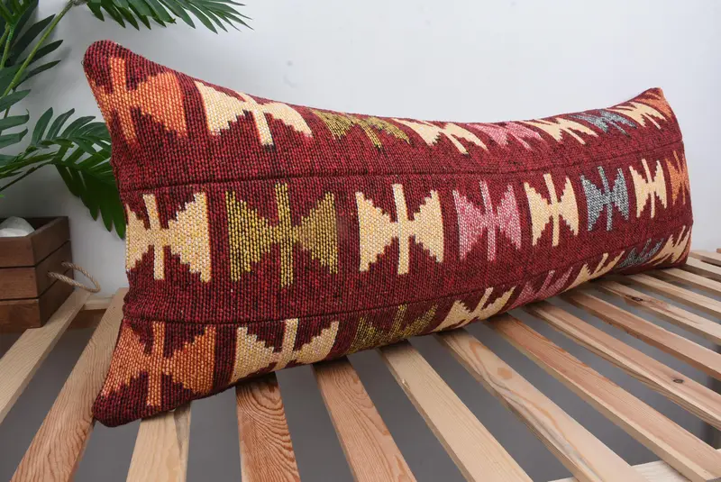 Turkish Kilim Pillow, Cushion Case, Kilim Cushion Sham, Turkish Rugs Pillow, Gift Pillow, Shabby Chic Pillow Case, 16x43 Green Pillow Cover - 4