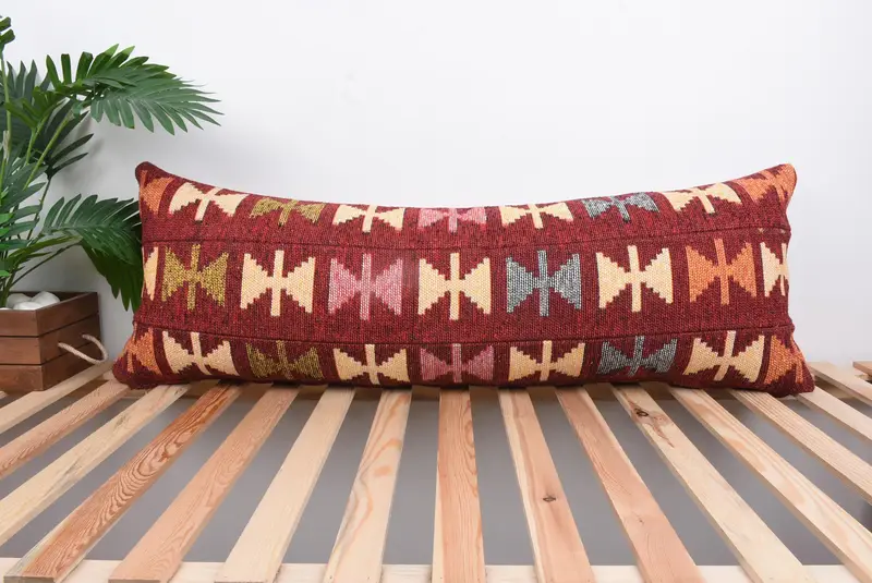 Turkish Kilim Pillow, Cushion Case, Kilim Cushion Sham, Turkish Rugs Pillow, Gift Pillow, Shabby Chic Pillow Case, 16x43 Green Pillow Cover - 1