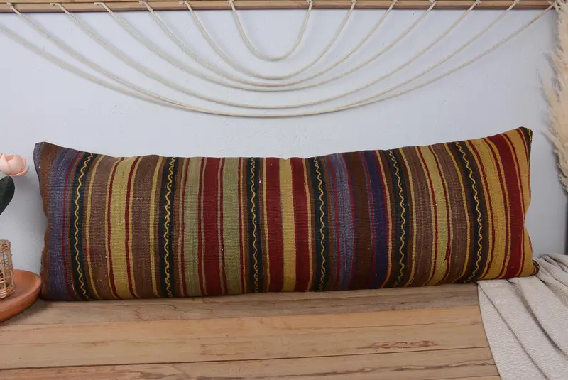 16x48 Green Pillow, Vintage Kilim Throw Pillow, Pillow Case, Designer Throw Cushion, Vintage Kilim Pillow, Throw Kilim Pillow - 2