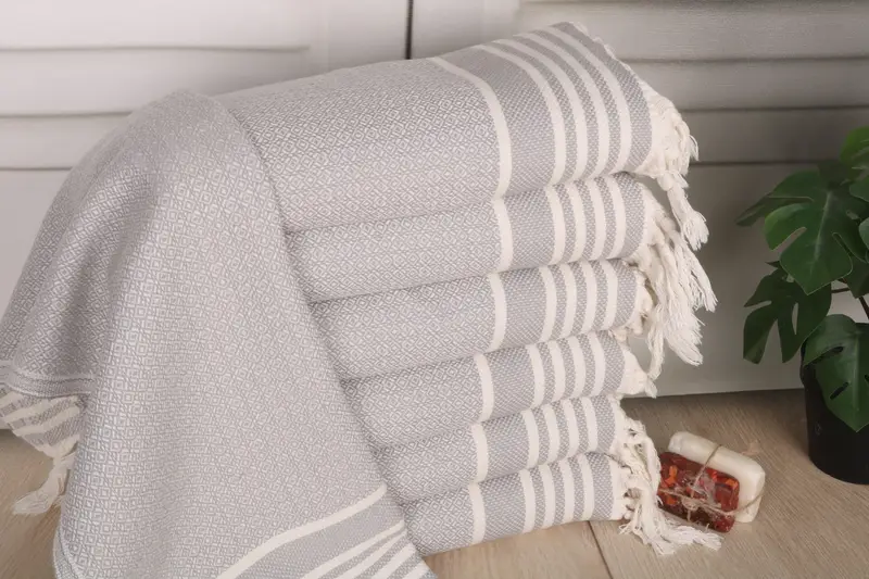 Kitchen Towel Light Gray Cotton Tea Towel, 32x16 Inches