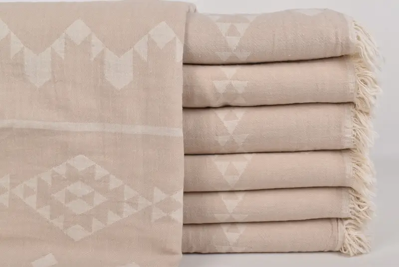 70x60 Cotton Geometric Towel, Turkish Throw Blanket, Woven Throw Blanket, Bedspread, Valentine Day Gift For Her, Summer Gift, Woven Blanket - 2