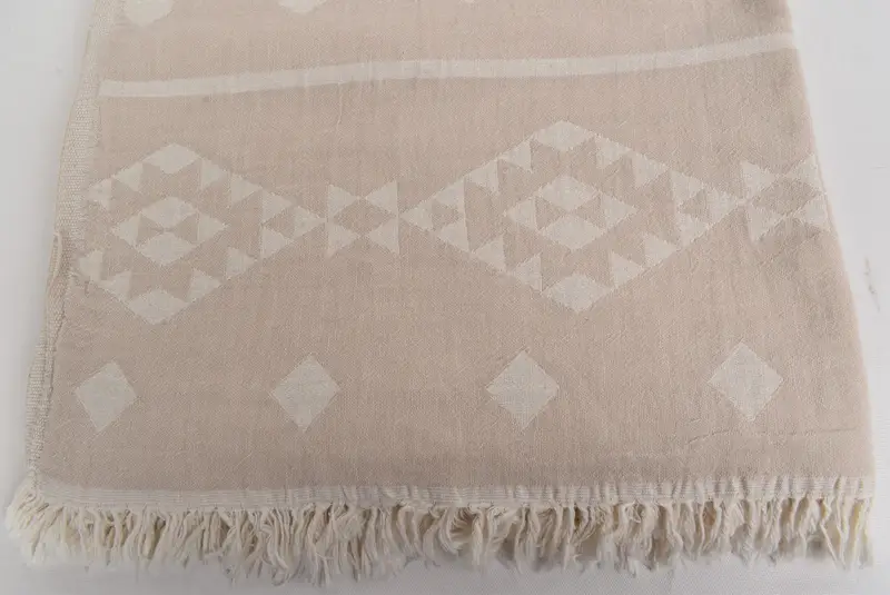 70x60 Cotton Geometric Towel, Turkish Throw Blanket, Woven Throw Blanket, Bedspread, Valentine Day Gift For Her, Summer Gift, Woven Blanket - 5