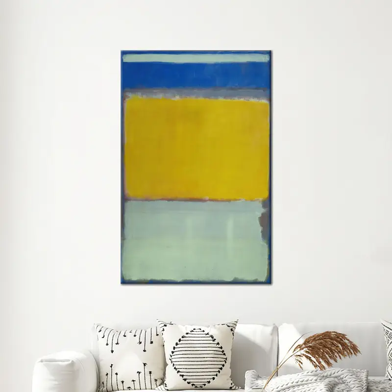 現代表現主義のブルー&イエロープリントキャンバスアート