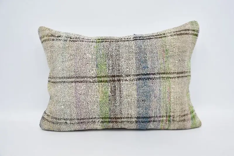 Handmade Kilim Cushion, 20x28 White Pillow Cover, Vintage Kilim Throw Pillow, Cushion Case, Handmade Rug Seat Pillow Cover, Kilim Pillow - 1