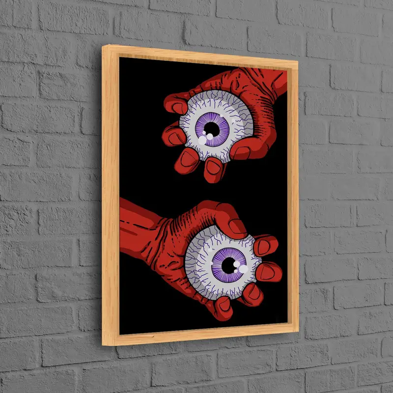 ゴシックホラーアイズキャンバス：トレンディなレッド、ブラックのベッドルームアート