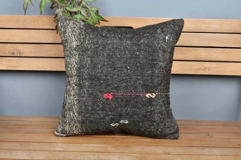 Indoor Pillow Cover, Pillow Case, Indoor Cushion Case, Kilim Pillow, Vintage Kilim Pillow, 20x20 Brown Pillow Sham, Boho Pillow - 6