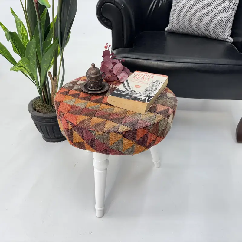 Modular Kilim-Inspired Ottoman, Medium Firm Cushioned Ottoman