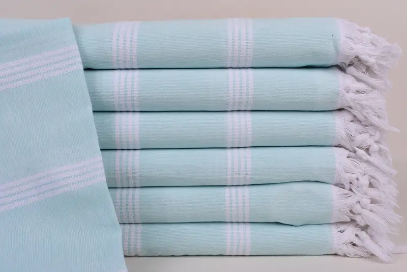 Personalized Beach Towel Turkish Cotton Mint Stripes, 73x30 Inches