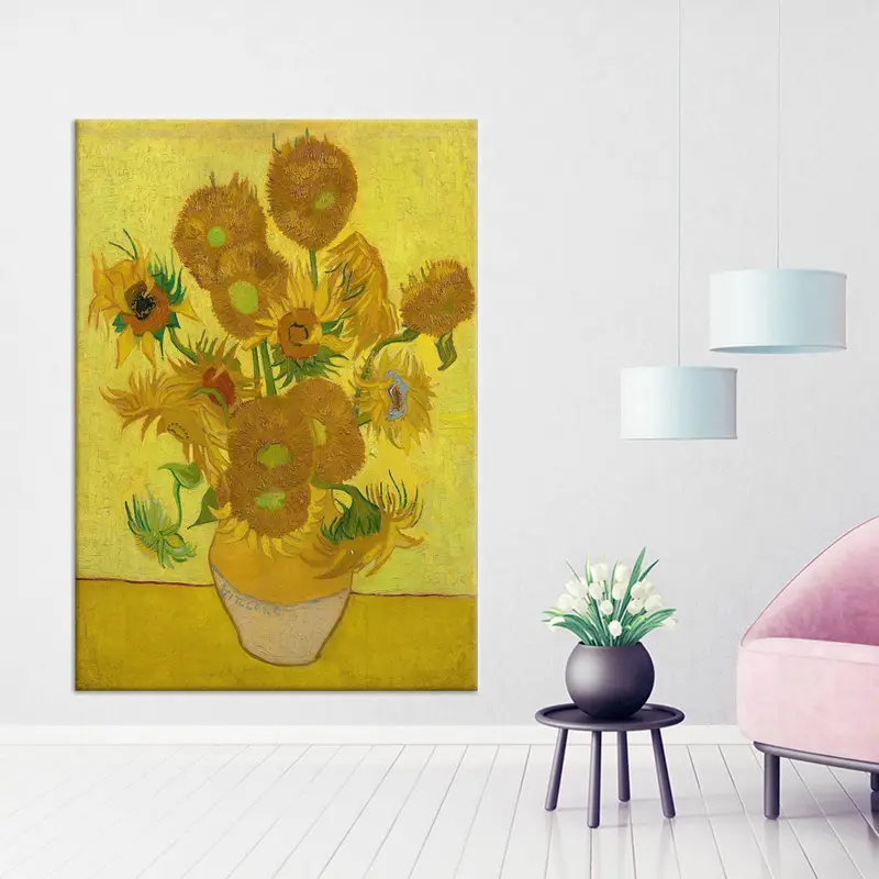 ヴィンセント・ヴァン・ゴッホの有名なテーブルフラワーキャンバスプリント、黄色の色合い