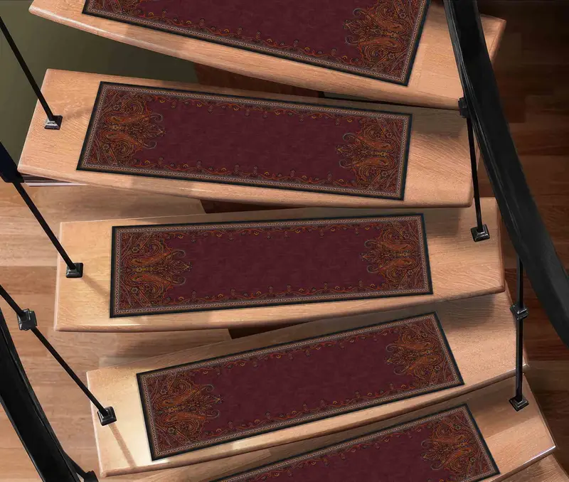 Burgundy & Orange Kilim Printed Rug: Trendy Bohemian Decor