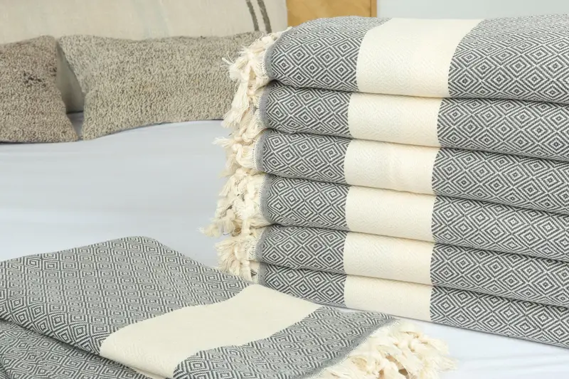 Throw Blanket, Turkish Blanket, 96x80 Cotton Diamond Towel, Bridal Shower Gift, Customized Turkish Blanket, Bridesmaid Gifts Personalized - 3