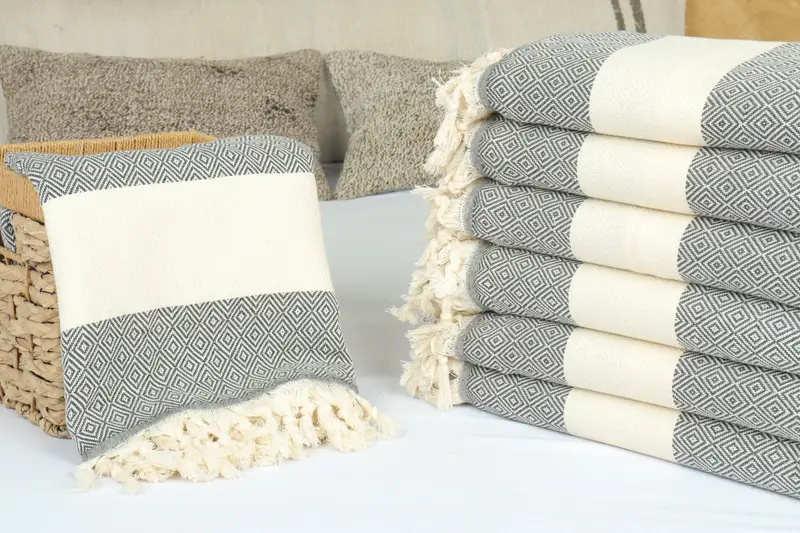 Throw Blanket, Turkish Blanket, 96x80 Cotton Diamond Towel, Bridal Shower Gift, Customized Turkish Blanket, Bridesmaid Gifts Personalized - 4