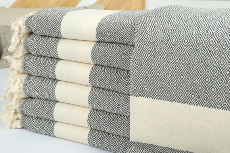 Throw Blanket, Turkish Blanket, 96x80 Cotton Diamond Towel, Bridal Shower Gift, Customized Turkish Blanket, Bridesmaid Gifts Personalized - 2