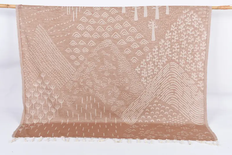 Beach Towel Personalized Turkish Cotton Brown Mountain Design, 67x40 Inches