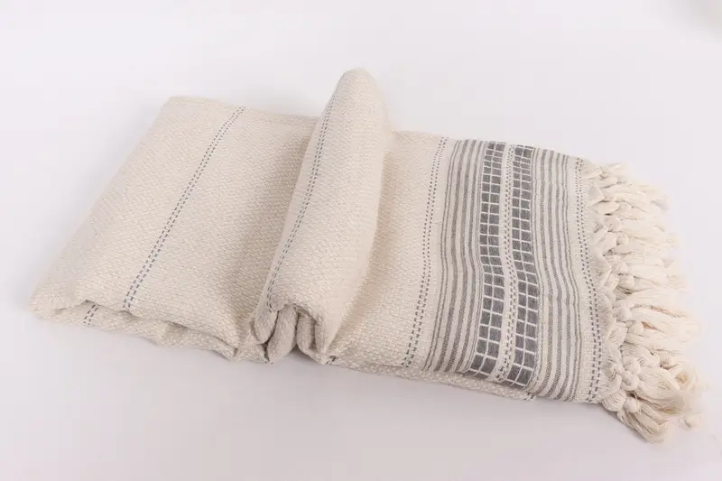 Boho Throw Blankets, Valentine Day Gift For Her, Wedding Favors, Customized Throw Blankets, Bridal Shower Gift, 96x94 Linen Striped Towel - 6