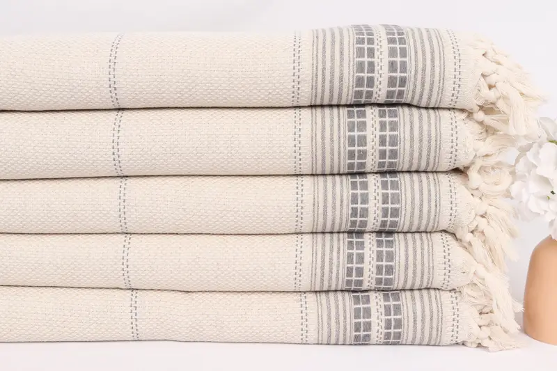 Boho Throw Blankets, Valentine Day Gift For Her, Wedding Favors, Customized Throw Blankets, Bridal Shower Gift, 96x94 Linen Striped Towel - 3