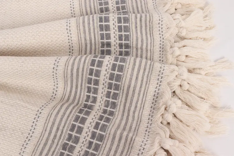 Boho Throw Blankets, Valentine Day Gift For Her, Wedding Favors, Customized Throw Blankets, Bridal Shower Gift, 96x94 Linen Striped Towel - 8