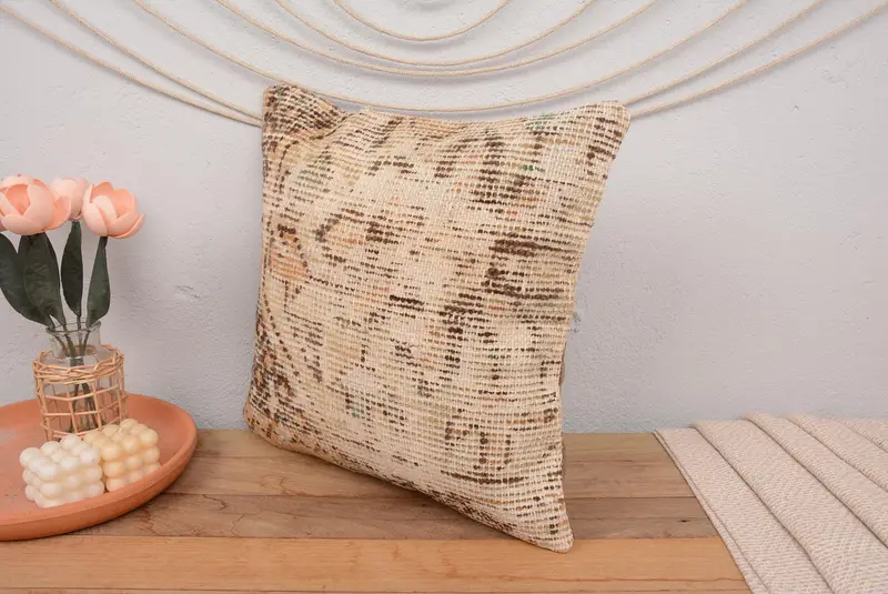 18x18 Beige Cushion, Cushion, Gift Pillow, Turkish Corner Pillow Cover, Hippie Throw Pillow Cover, Boho Pillow Sham Cover, Vintage Pillow - 4