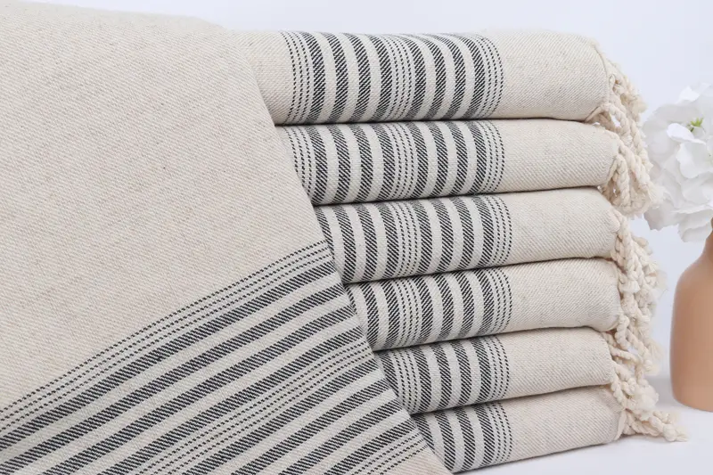 Türk Havlusu Plaj Monogramlı, Siyah Havlu, 40x79 İnç