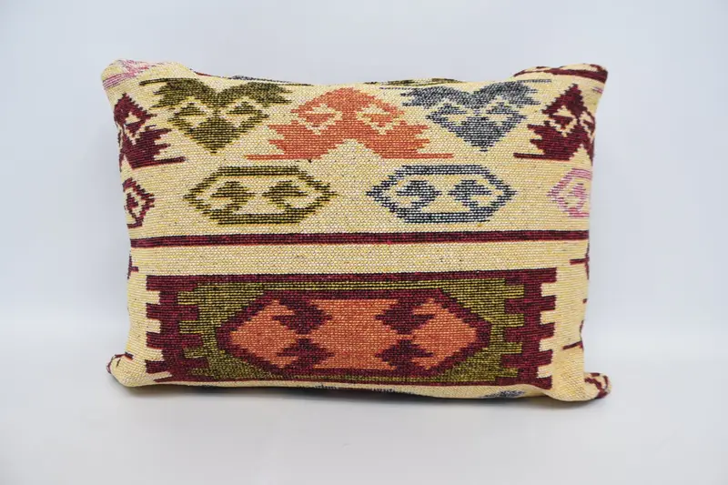 Geometric Beige Turkish Pillow Case, Antique Decorative 20x28 inch Pillow Cover - 1