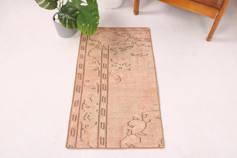 Orange & Brown Rug, 1,8x3,2 ft Bordered Design
