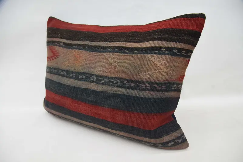 Gift Pillow, Pillow, 20x28 Red Pillow, Turkish Bench Cushion, Kilim Cushion Sham, Sofa Bolster Cushion Case, Kilim Pillow - 4